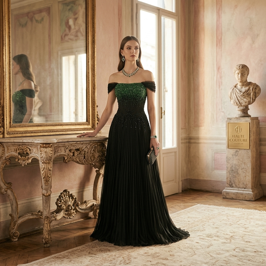 Emerald Noir Couture Gown