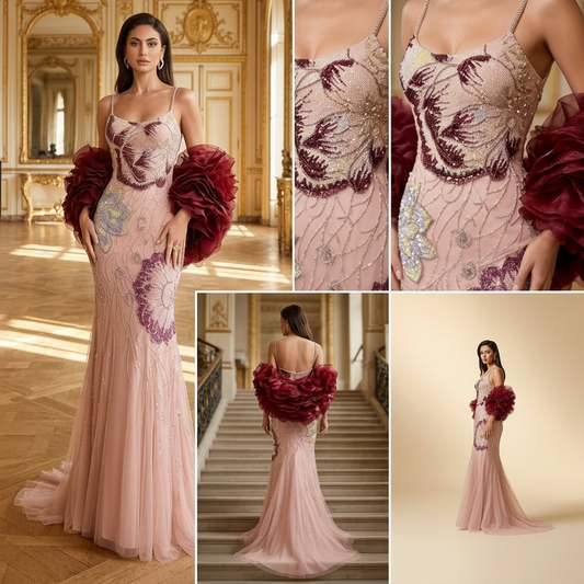 Rose Noir Butterfly Mermaid Gown