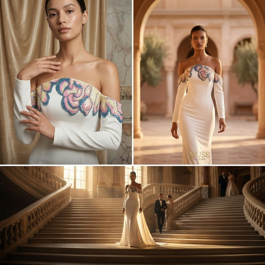 Ivory Bloom Off-Shoulder Mermaid Gown