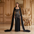 Onyx Starburst Cape Gown